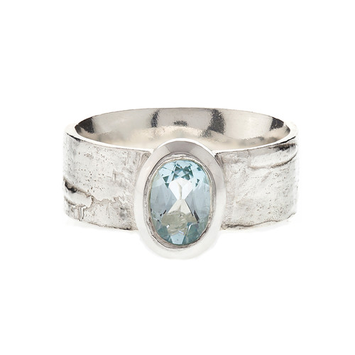 Silver Birch & Aquamarine Ring, Issy White, tomfoolery