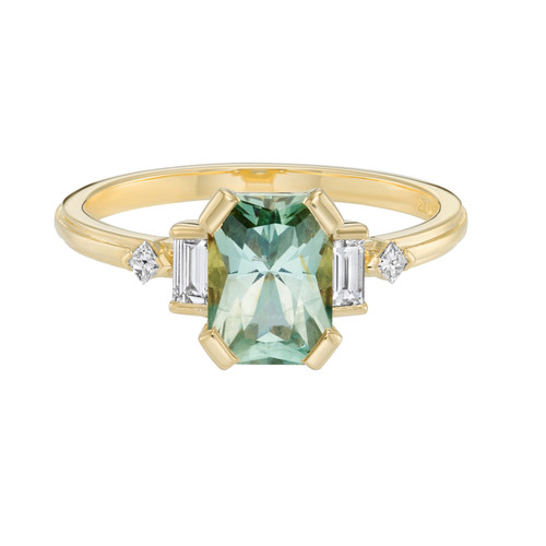 Empire Five Step Light Teal Sapphire & Diamond Ring, Art Echo - By tf, tomfoolery