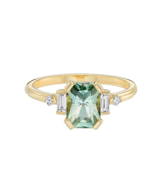 Empire Five Step Light Teal Sapphire & Diamond Ring, Art Echo by tf, Tomfoolery 