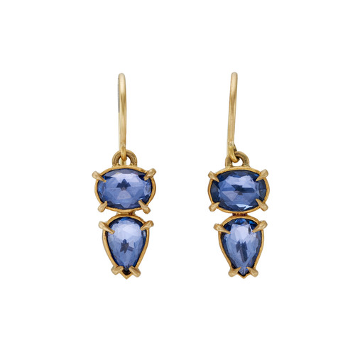 Blue Sapphire Double Drop Earrings, Annie Fensterstock, tomfoolery