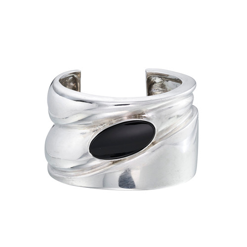 Wide Silver Oxide Cuff, Preloved, tomfoolery 