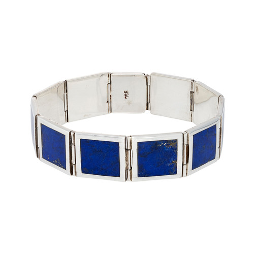 Lapis Inlay Square Link Bracelet, Preloved, tomfoolery