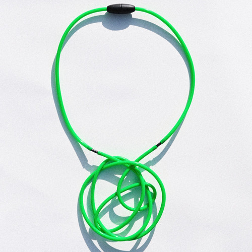 Medallion Necklace in Neon Green, Samuel Coraux, tomfoolery