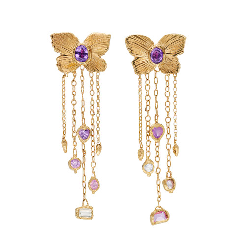 Cuckoo Butterfly Chain Earrings, Leto Lama, tomfoolery
