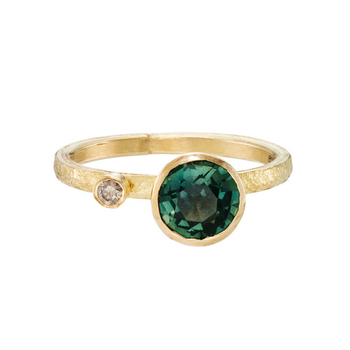 Teal Sapphire & Champagne Diamond Ring, Shimara Carlow, tomfoolery