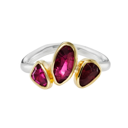 Triple Pink Tourmaline Halo Ring, Margoni, tomfoolery