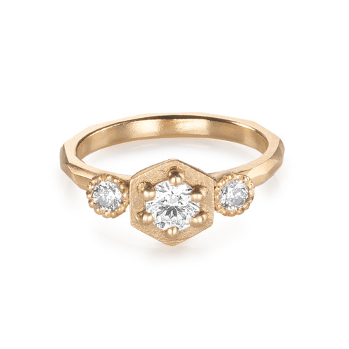 Hexa Three Stone Faceted Ring, Maria Manola, tomfoolery
