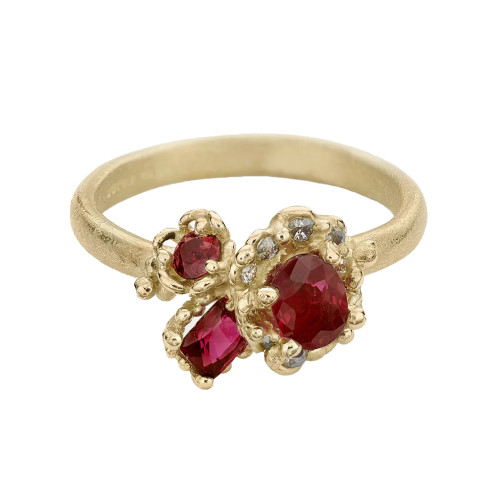 Gemfields Ruby and Diamond Cluster Ring, Ruth Tomlinson, tomfoolery