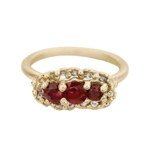 Gemfields Three Ruby and Diamond Ring, Ruth Tomlinson, tomfoolery
