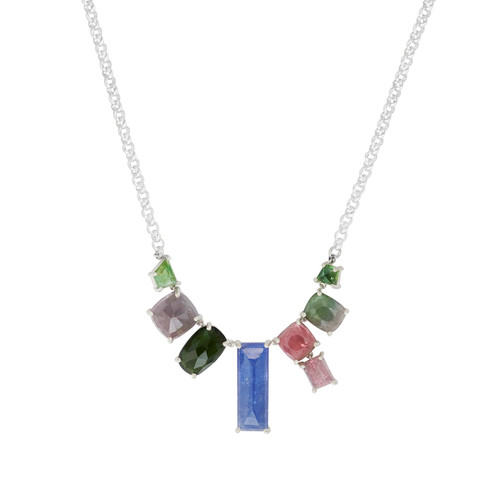 Cluster Tanzanite and Tourmaline Drop Necklace, Palette - By tf, tomfoolery
