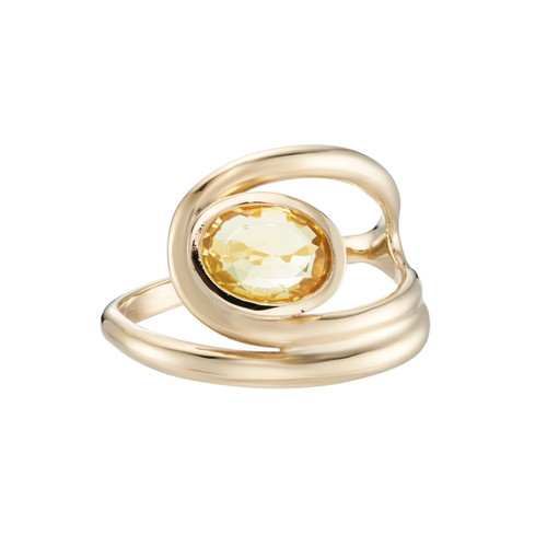 Yellow Sapphire Wave Ring, Skomer Studio by Daisy Simpson, tomfoolery London