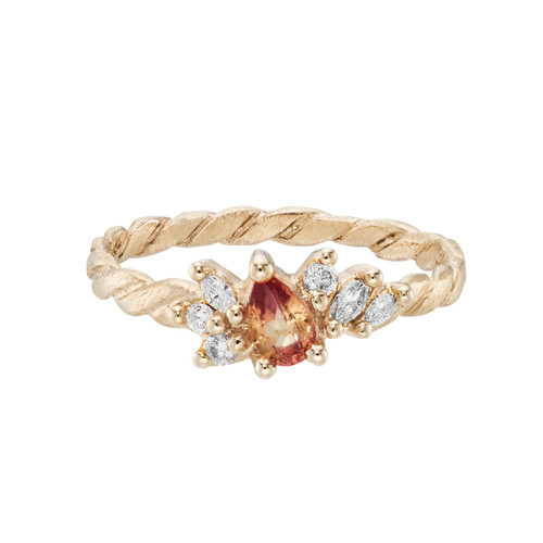 One-Of-A-Kind Bicolour Orange Pear Sapphire Cluster Ring, Rosalyn Faith, tomfoolery