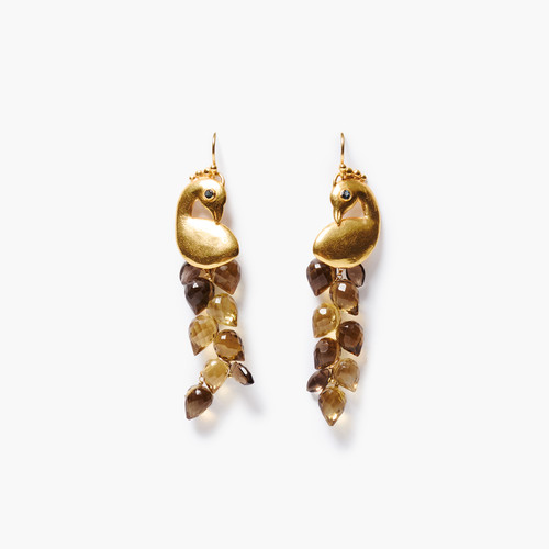 Peacock Chandelier Earrings Whiskey Quartz, Chan Luu, tomfoolery