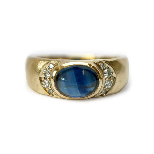One-Of-A-Kind Blue Sapphire Cabochon Layer Ring