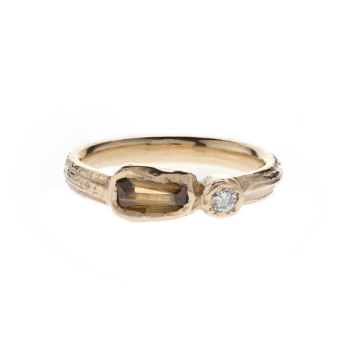 Zircon Two Stone Oak Ring, Issy White, tomfoolery