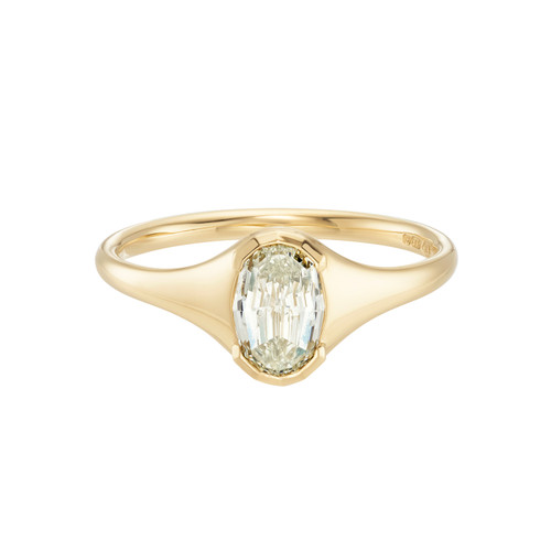 Oval Step Cut Natural Diamond Signet Ring, Diamonds - By tf, tomfoolery
