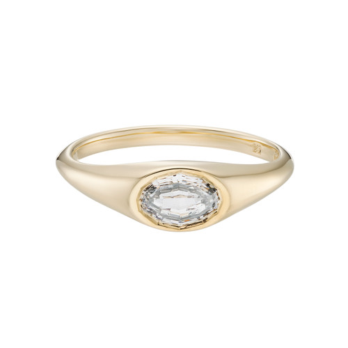 Oval Step Cut Lab Diamond Signet Ring, Diamonds - By tf, tomfoolery