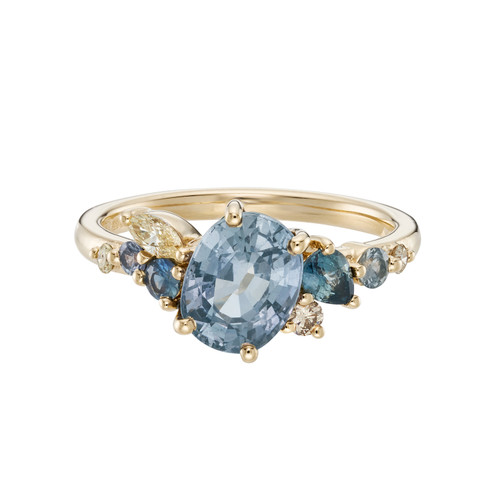 Blue Sapphire & Yellow Diamond Cluster Ring, Infinite - By tf, tomfoolery