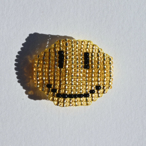 Gold Smiley Beaded Ring, Santa Isla, tomfoolery 