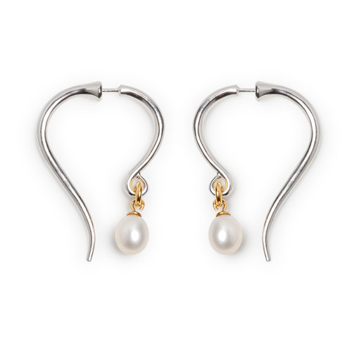 Silver Hook Pearl Earrings, Beatriz Palacios, tomfoolery