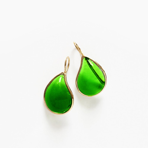 Glass Teardrop Earrings Jade, Loulou de la Falaise, tomfoolery