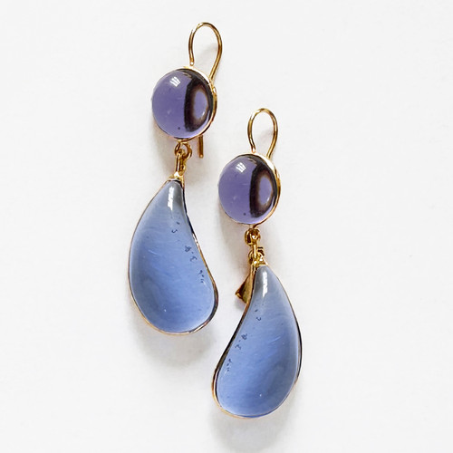 Glass Teardrop Bicolour Earrings Royal Blue, Loulou de la Falaise, tomfoolery