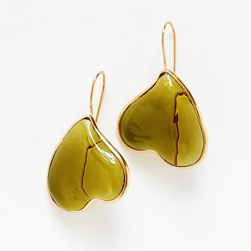 Glass Clover Earrings Olive, Loulou de la Falaise, tomfoolery