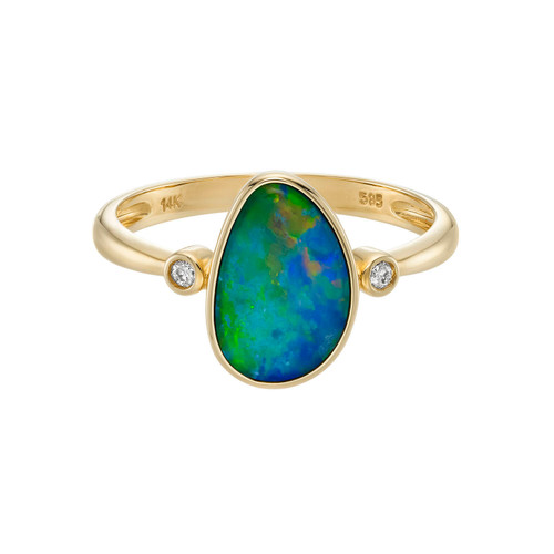 Freeform Opal Diamond Three Stone Ring, OPAL, tomfoolery