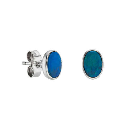 Silver Oval Opal Studs, OPAL, tomfoolery