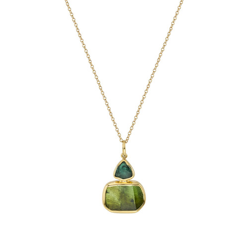 Duo Irregular Green Tourmaline Pendant, Margoni, tomfoolery