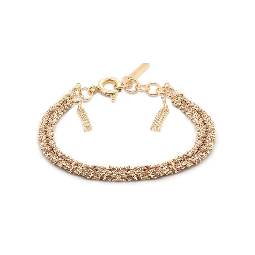 N° 183 Woven Silk Bracelet Gold Beige, Marie Laure Chamorel, tomfoolery