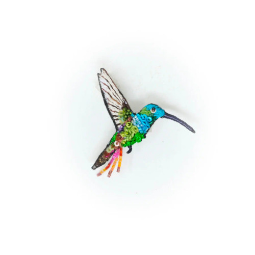 Emerald Chin Hummingbird Brooch, Trovelore, Tomfoolery London