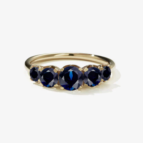 Signature Blue Sapphire 5 Stone Ring, Meadowlark, tomfoolery