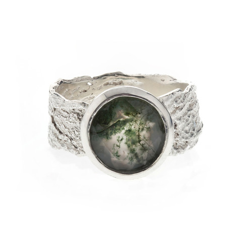 London Plane & Moss Agate Ring, Issy White, tomfoolery