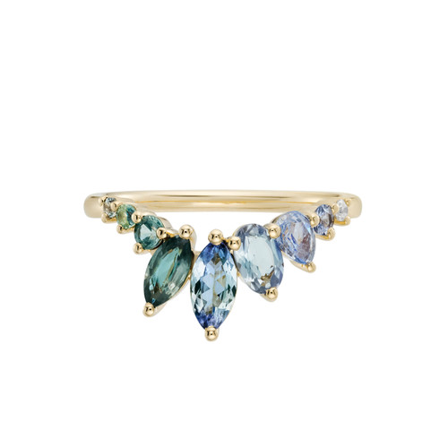One-Of-A-Kind Teal Tanzanite & Sapphire Tiara Ring, Ceremonial - By tf, tomfoolery