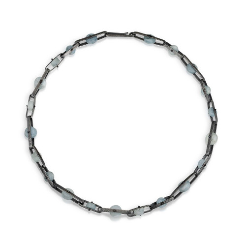 Carved Oval Link & Aquamarine Necklace, Heather Guidero, tomfoolery