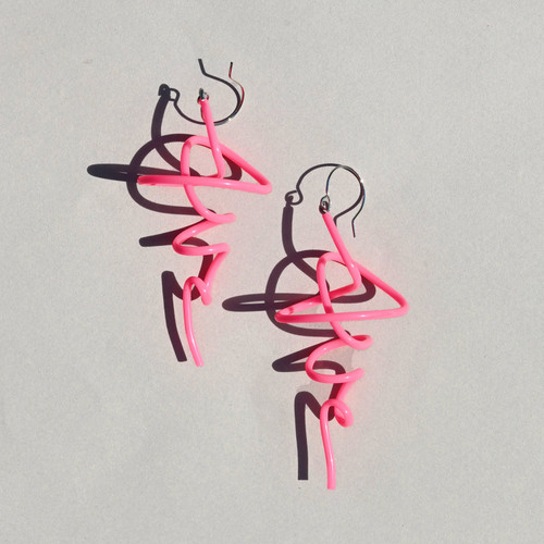 Mini Zig Drop Earrings in Pink, Samuel Coraux, tomfoolery