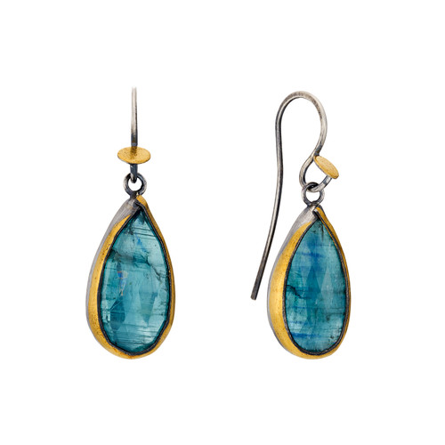 Teardrop Fold Kyanite Drop Earrings, Austin Titus, tomfoolery