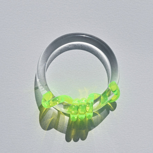 Thin Nudo Lucite Bangle Clear Neon Green, CHOFA, tomfoolery