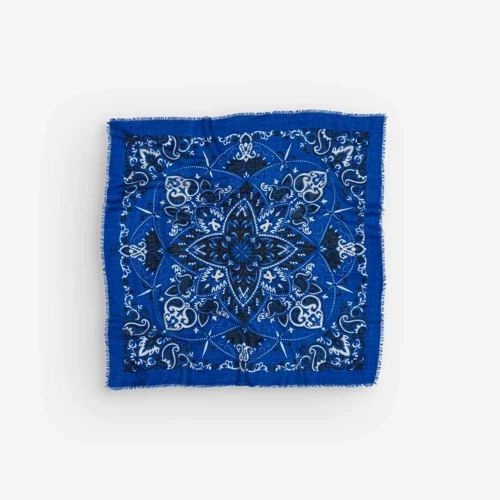 Wool & Silk Scarf Bandana Blue, Maison Lecomte Flament, tomfoolery