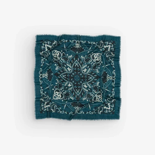 Wool & Silk Scarf Bandana Petrol Teal, Maison Lecomte Flament, tomfoolery