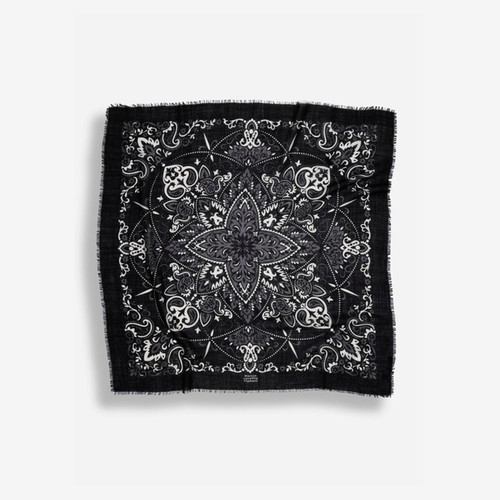 Wool & Silk Scarf Bandana Black, Maison Lecomte Flament, tomfoolery