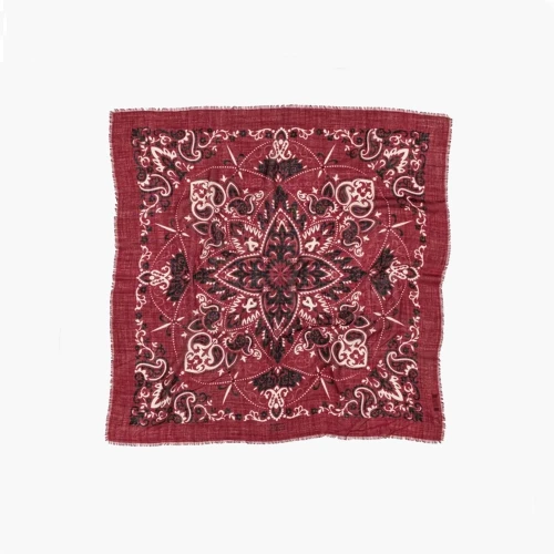 Wool & Silk Scarf Bandana Bordeaux Red, Maison Lecomte Flament, tomfoolery