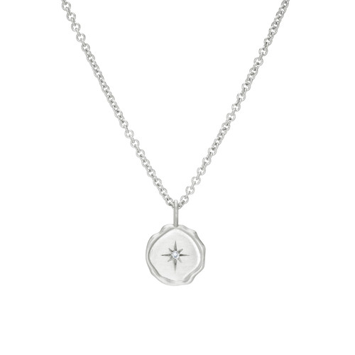 Silver Round Star Set Diamond Pendant, Star - By tf, tomfoolery