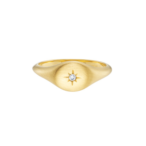 Gold Star Set Diamond Signet Ring, Star - By tf, tomfoolery