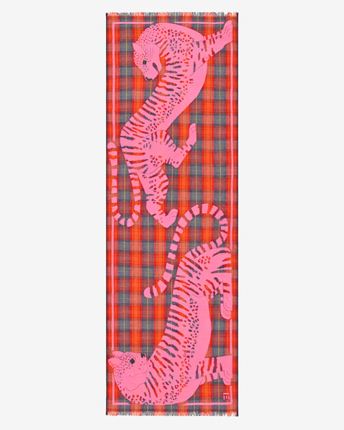 Panteo Checkered Long Scarf Pink, Inoui Editions, tomfoolery