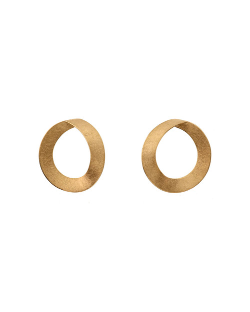 Large Gold Ribbon Studs, Deco Echo, tomfoolery