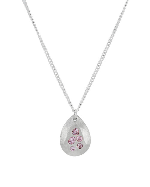Jules Pink Zirconia Pewter Necklace, Mia Vilcins, tomfoolery