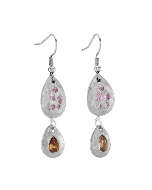 Jules Peach Melba Pewter Drop Earrings, Mia Vilcins, tomfoolery