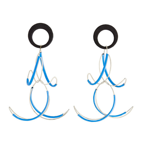 Black, Blue & Stainless Steel Twist Earrings